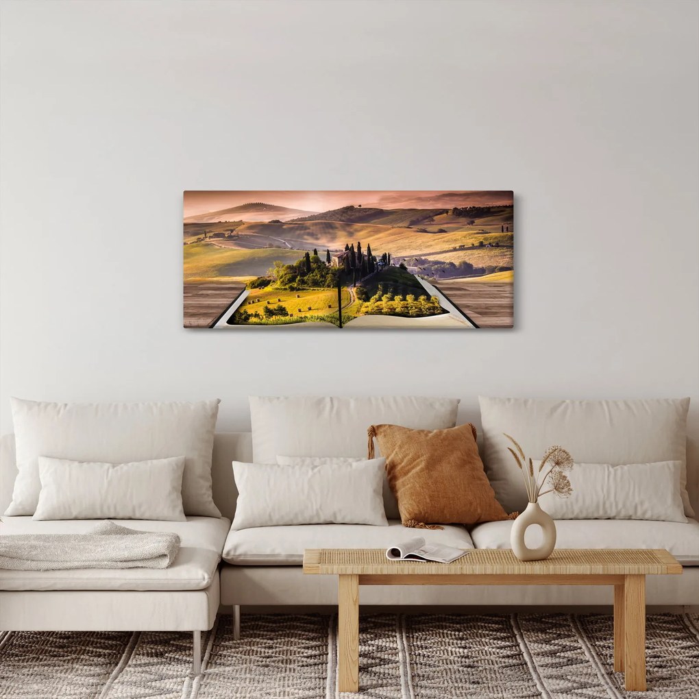 Obraz krajiny v knihe (120x50 cm)