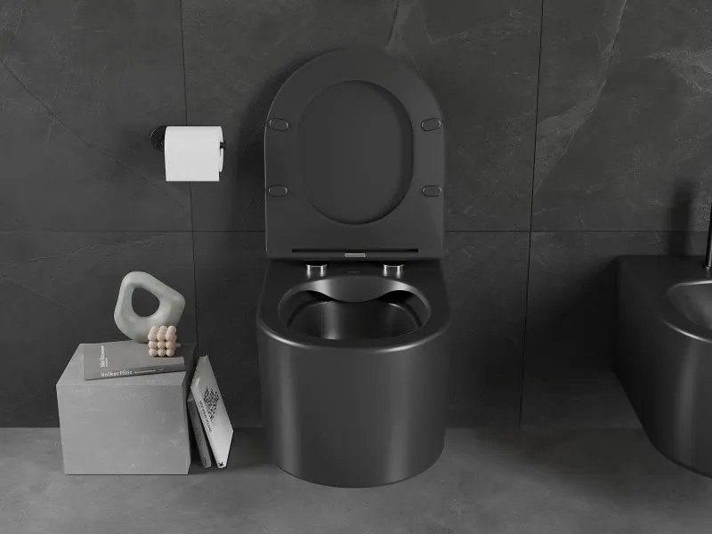 Mexen Sofia Rimless závesná wc misa so sedátkom s pomalým zatváraním, čierna matná, 30541085