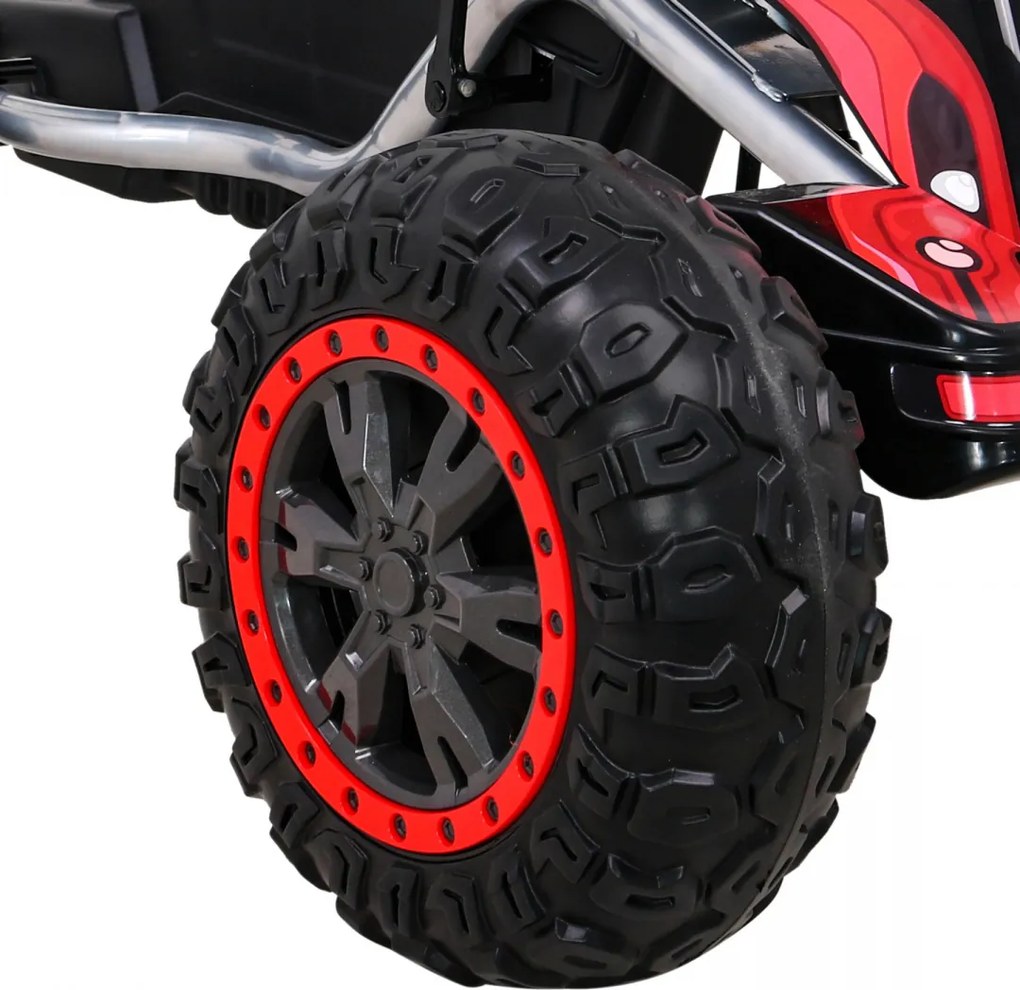 Ramiz Veľká silná detská motokára s pedálmi čierna + 100 kg záťaž + EVA kolesá + ručná brzda + športové sedadlo