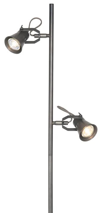 Vidiecka stojanová lampa čierna s drevom - Jelle