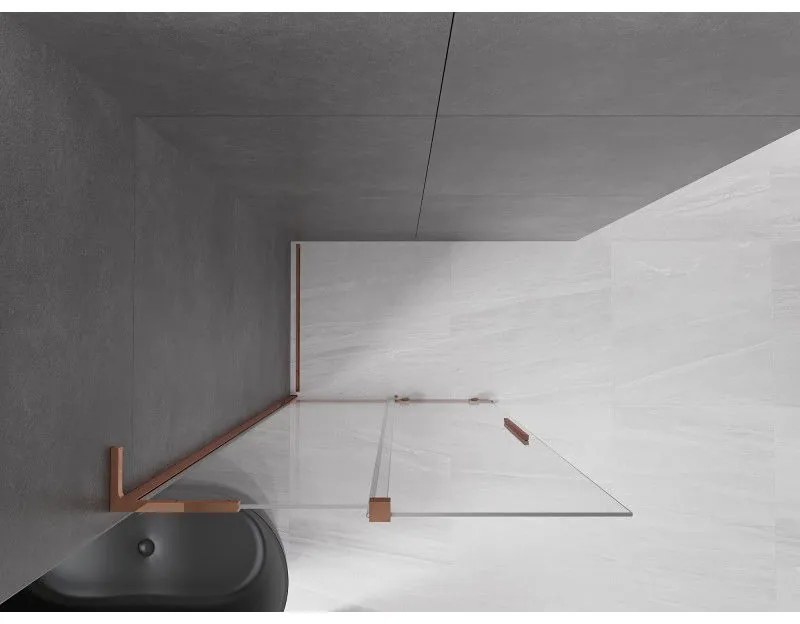 Mexen Velar L, posuvná sprchová zástena Walk-in 90 x 200 cm, 8mm číre sklo, ružové zlato, 871-090-003-03-60