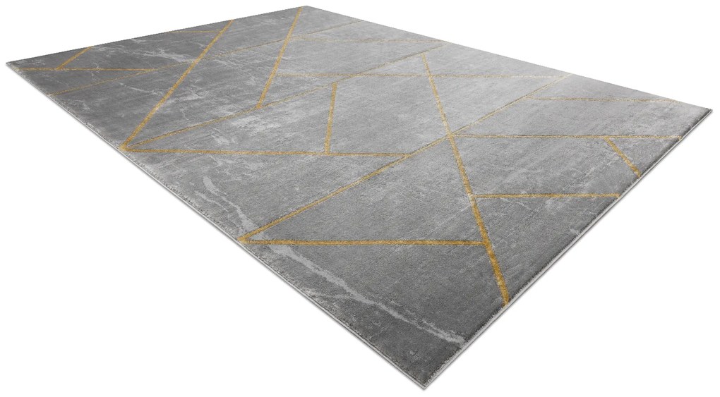Koberec EMERALD exkluzívne 1012 glamour, štýlový geometrický, mramor sivo / zlatý
