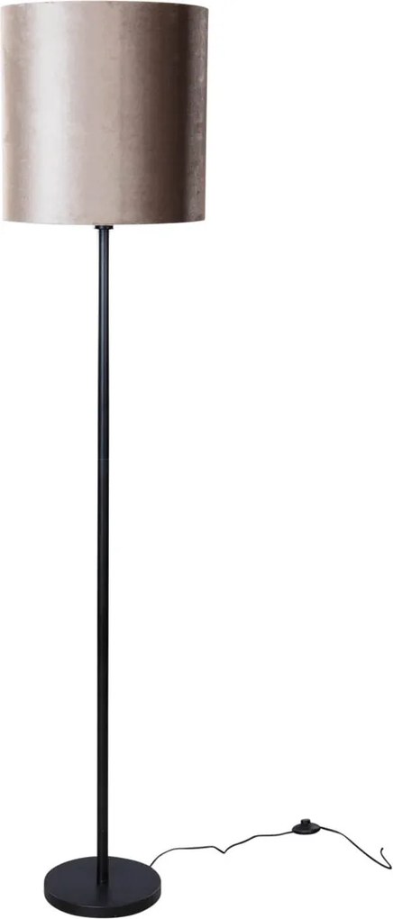 Stojacia lampa čierna s tienidlom z taupe zamatu 50 cm - Simplo