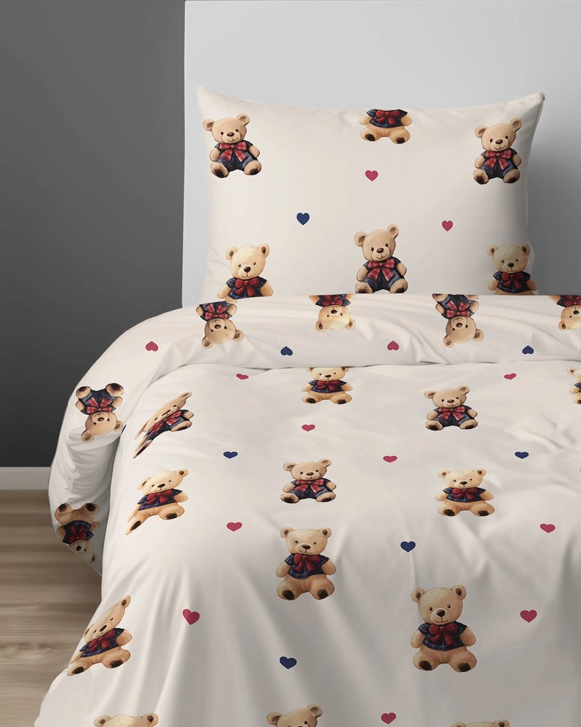 Posteľná obliečka Teddy Hearts 140x200/70x80 cm – 100 % bavlna
