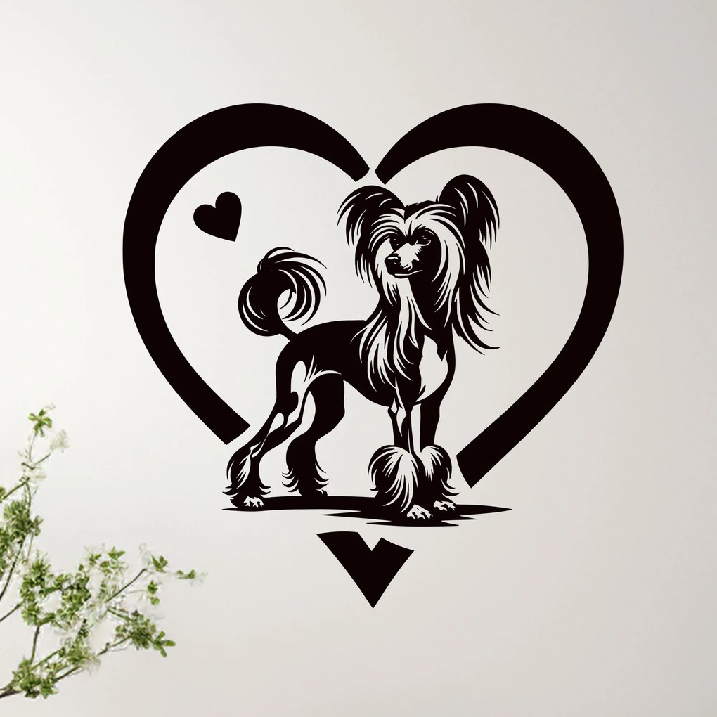 dřevo života Drevený obraz Čínskeho chocholatého psa Rozmery - cm: 58x60, Zvoľte farbu dekoru: Dub Sonoma
