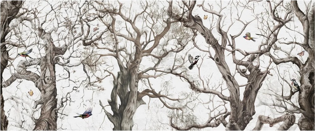 Obraz - Lesný vzor, kresba (120x50 cm)