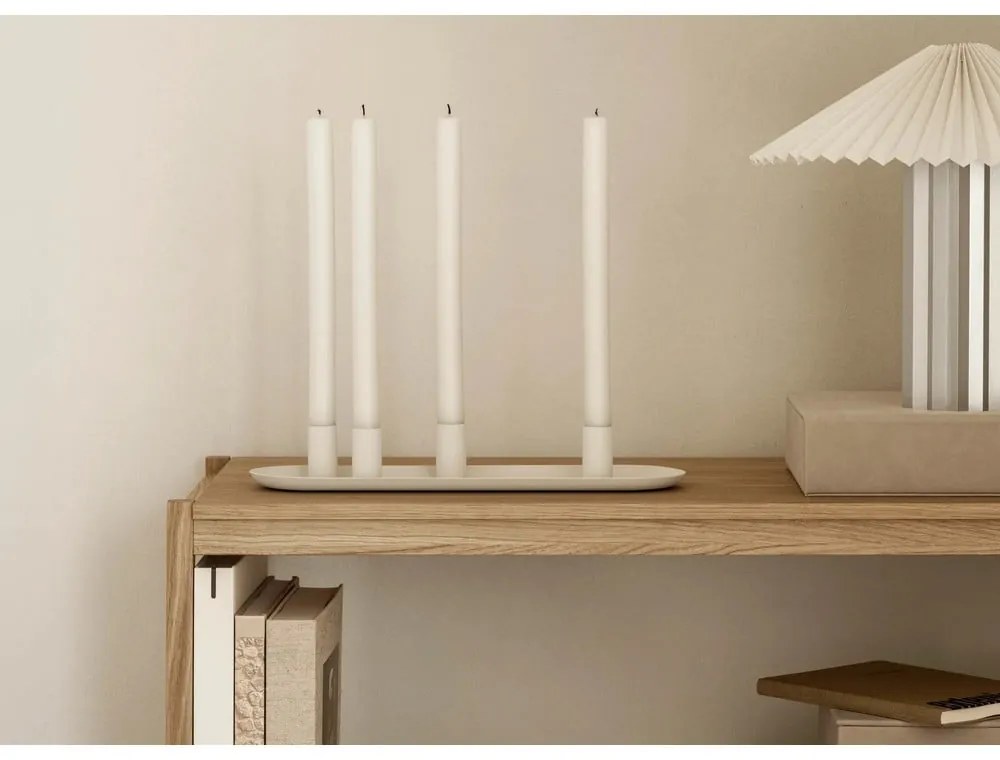 Biela/v striebornej farbe stolová lampa so stmievačom s textilným tienidlom (výška 36 cm) Taite – Blomus