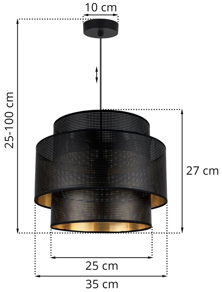 Závesné svietidlo Asti, 1x čierne PVC tienidlo, (fi 35cm), g