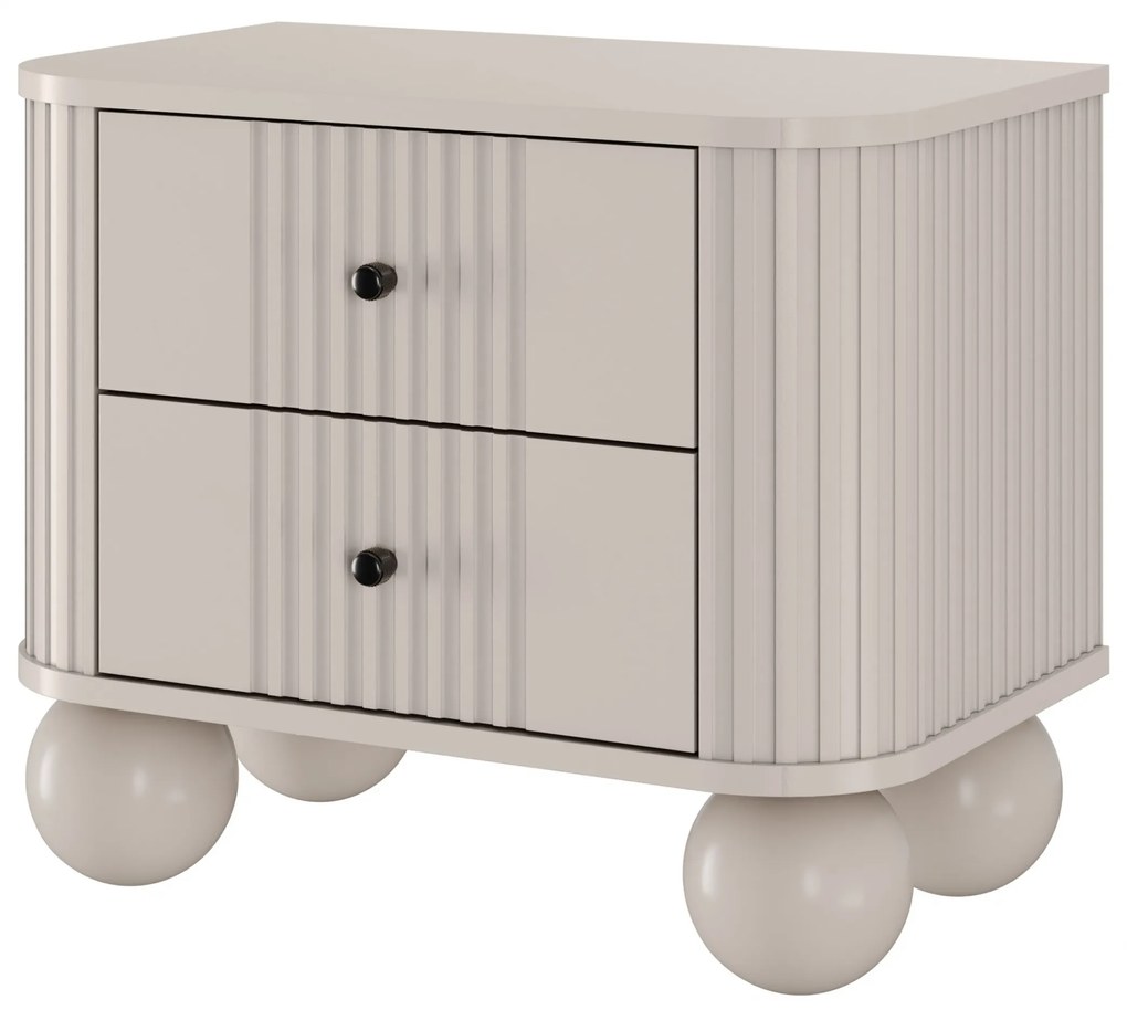 Nočné stolíky Vespera 56 cm - 2 ks - kašmírová / čierna / kašmírové nohy