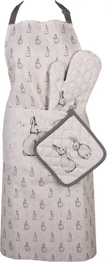Béžová bavlnená chňapka - podložka s králikom Bunny Buddies - 20*20 cm