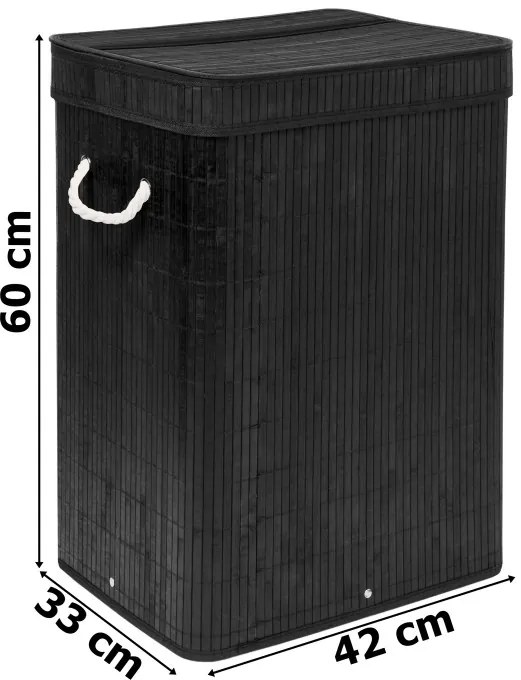 Kôš na bielizeň SOREN 80 l bambusový čierny