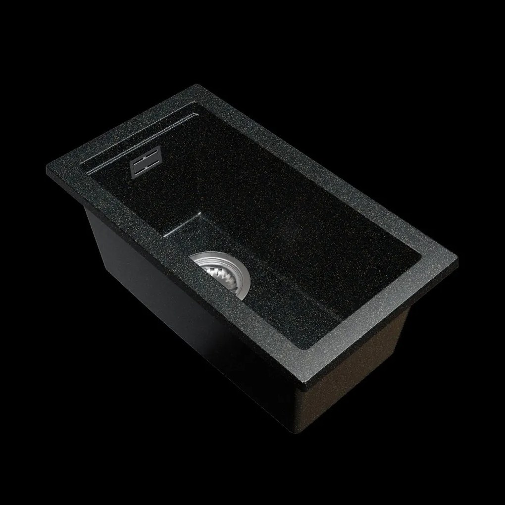 Gamma Decor 2850, 1-komorový granitový drez 280x500x207 mm, čierna so zlatými bodmi, GMA-ZLE000177