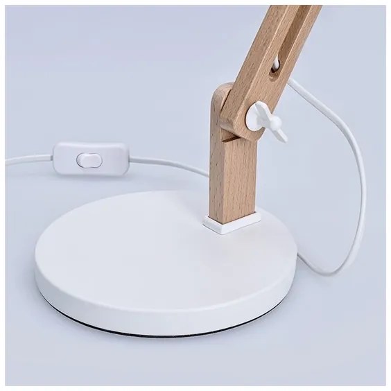 Solight WO57-W − Stolná lampička FALUN 1xE27/25W/230V biela/dub