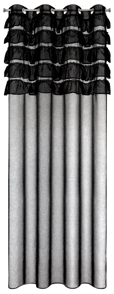 ZÁCLONA NA KRÚŽKOCH AURA 140X250 CM ČIERNA