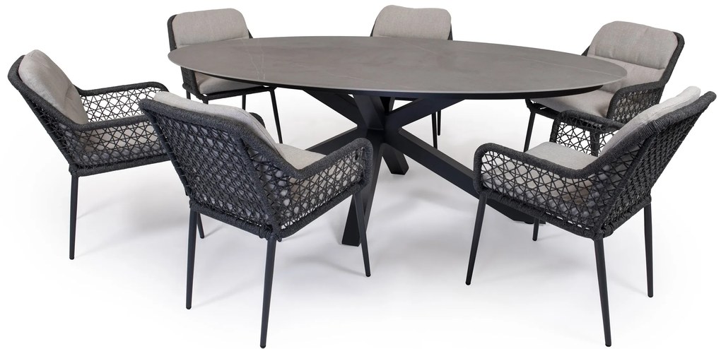 Záhradný hliníkový nábytok TOLEDO SCOTLAND s tmavosivými stoličkami