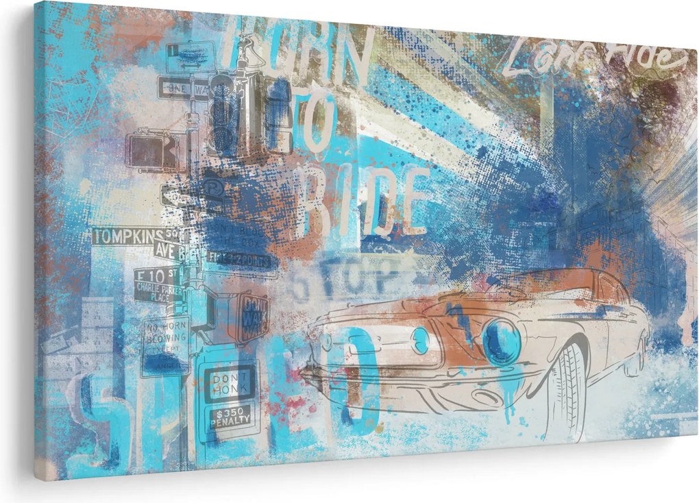 Obraz - Zrodený na jazdu, modré tóny (90x60 cm)