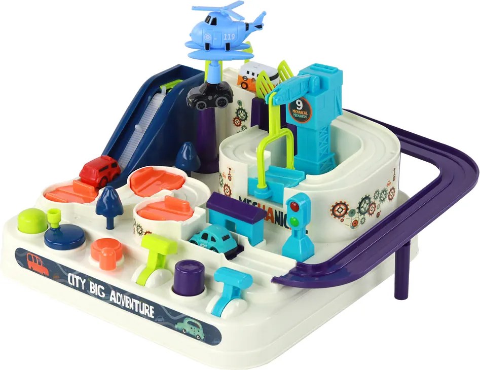 LEAN Toys Interaktívna sada prekážkových dráh pre autá Farebné