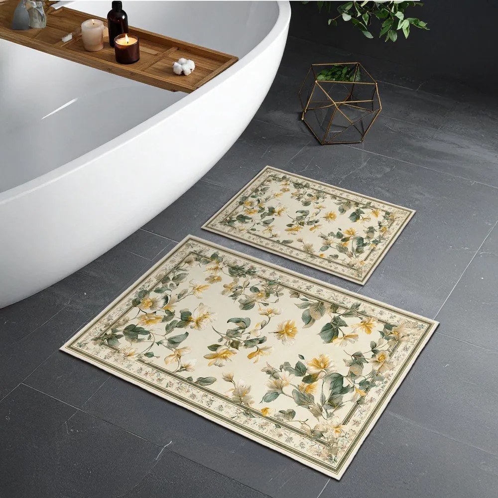 Béžové kúpeľňové predložky v súprave 2 ks 60x100 cm – Foutastic