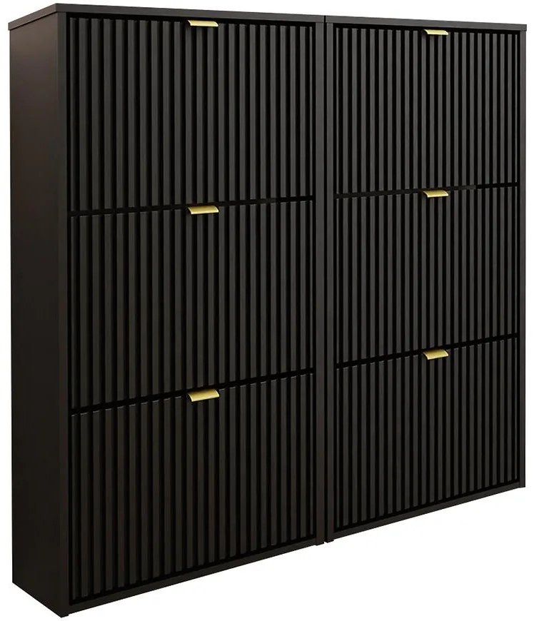 Skrinka na topánky Laro II Stojaci Čierna/Čierna/ Zlatý