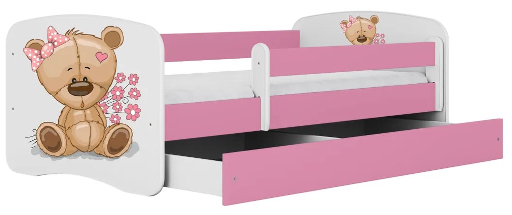 Postieľka Babydreams macko s kvietkami ružová