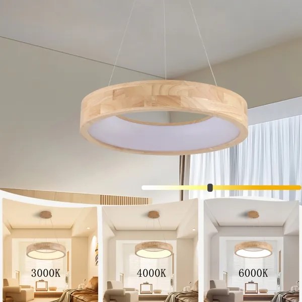 Brilagi - LED luster na lanku FALCON WOOD LED/30W/230V 3000/4000/6000K 45 cm drevo