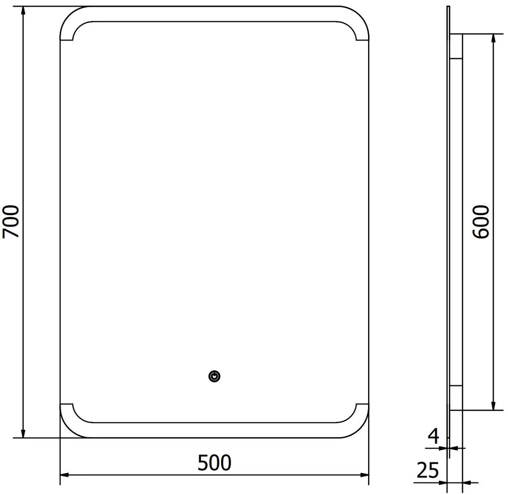 Mexen Nida, LED kúpeľňové zrkadlo s podsvietením 50x70 cm, 6000K, ochrana proti zahmlievaniu, 9806-050-070-611-00