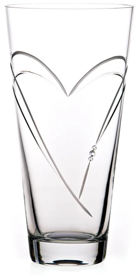Diamante sklenená váza Hearts s kryštálmi Swarovski 25 cm