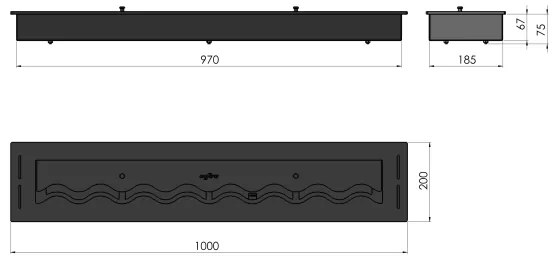 InFire - Vstavaný BIO krb 7,5x100 cm 6kW čierna