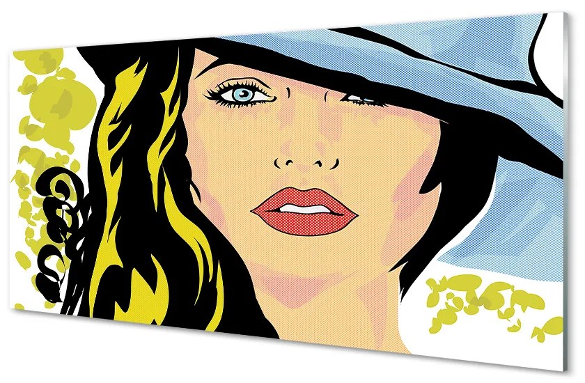 Nástenný panel  žena klobúk 120x60 cm