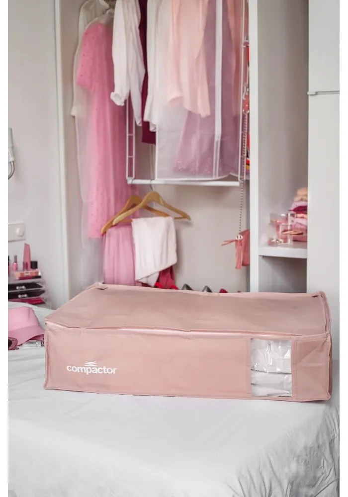 Vákuový plastový úložný box pod posteľ 65x45x15,5 cm Pink Edition – Compactor