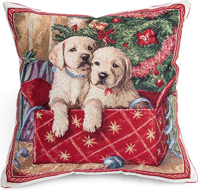 Gobelínová obliečka na vankúšik VIANOČNÉ ŠTEŇATÁ 45 x 45 cm