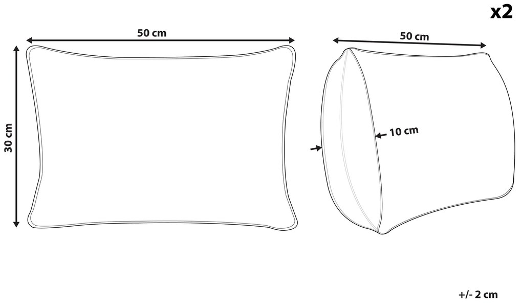 Sada 2 zamatových vankúšov s vianočným motívom a strapcami 30 x 50 cm sivá LITHOPS Beliani