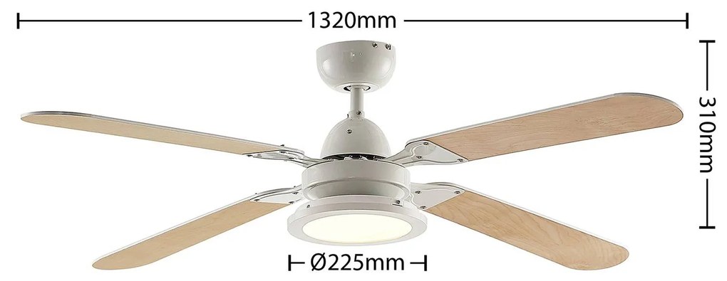 Starluna Tedric stropný LED ventilátor biela/buk