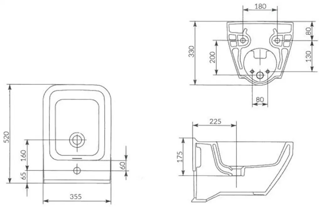 Cersanit Crea WC bidet závesný hranatý, biela, K114-010