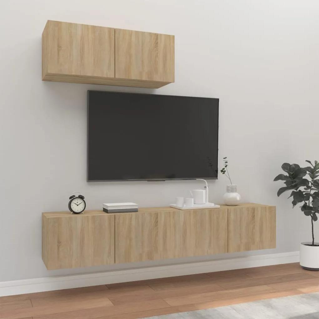 vidaXL 3-dielna súprava TV skriniek dub sonoma spracované drevo