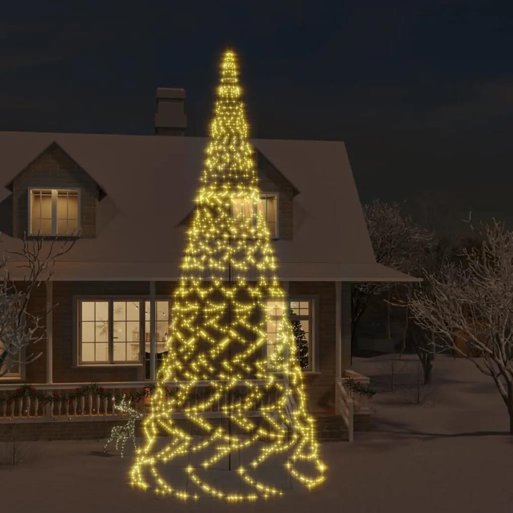 Vianočný stromček na stožiari teplé biele svetlo 3000 LED 800cm 343546