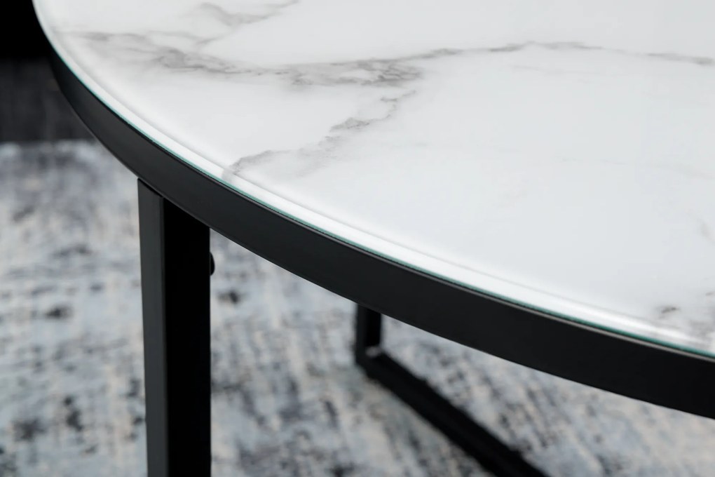 Konferenčný stolík Elegance 80cm biely mramorový vzhľad