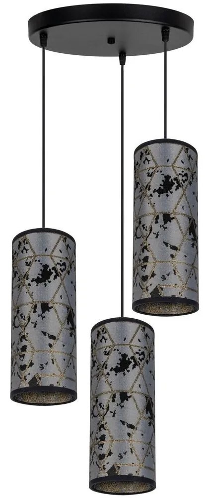 Luster na lanku AVALO 3xE27/60W/230V pr. 35 cm šedá/čierna