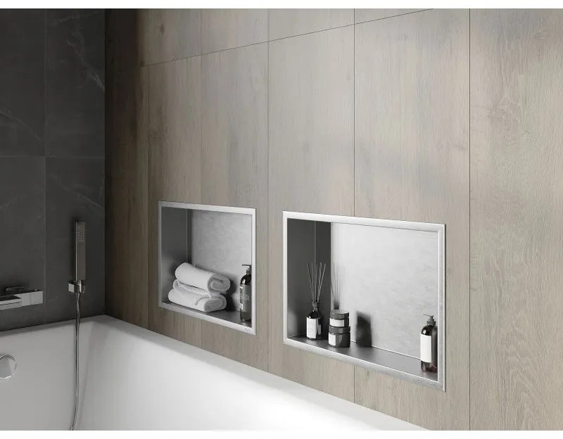 Mexen X-Wall-R, polička na zapustenie na obklad s golierom 45 x 30 cm, oceľová, 1910453010