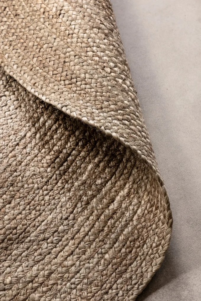 Kusový koberec Jute Braided 106006 Grey Brown kruh, 200x200 (priemer) kruh, hnedá, chodba / predsieň, Hanse Home