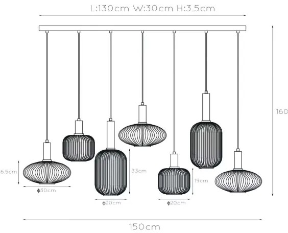 Lucide 45386/07/62 - Luster na lanku MALOTO 7xE27/40W/230V
