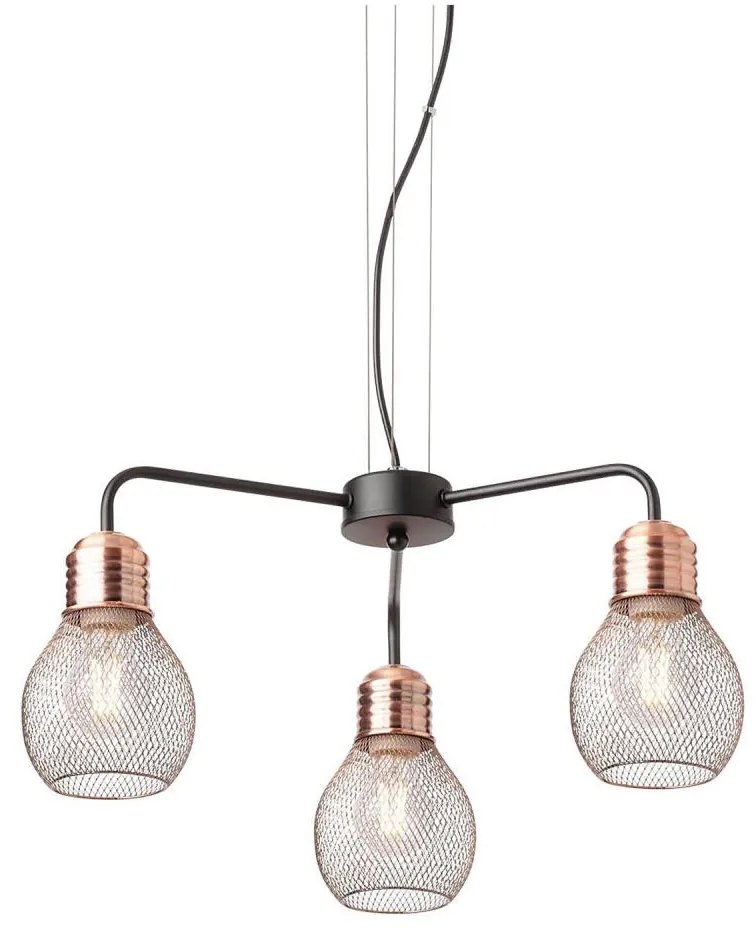 Redo 01-1579 - Luster na lanku EDISON 3xE27/42W/230V, priemer 53 cm, čierna/medená