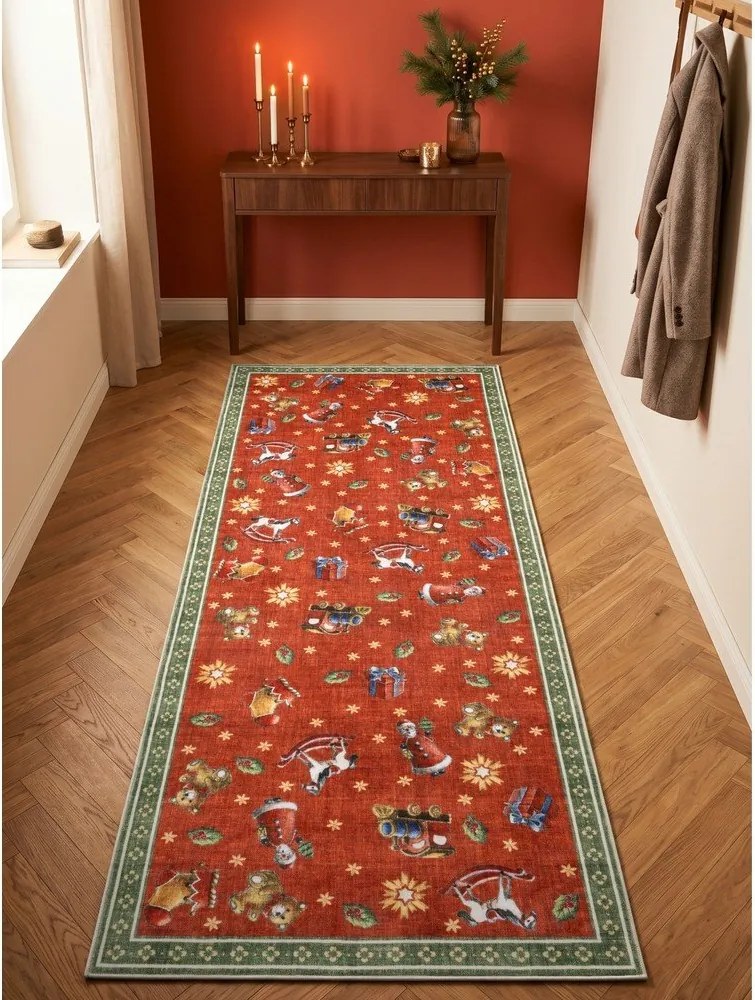 Červený/zelený behúň s vianočným motívom 80x200 cm Toy's Delight Nostalgic Noel Red Green – Villeroy&Boch