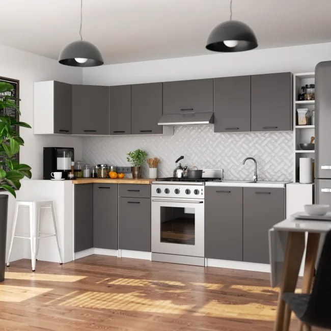 Horná kuchynská skrinka OLIWIA W60OK biela / grafitová / sivá