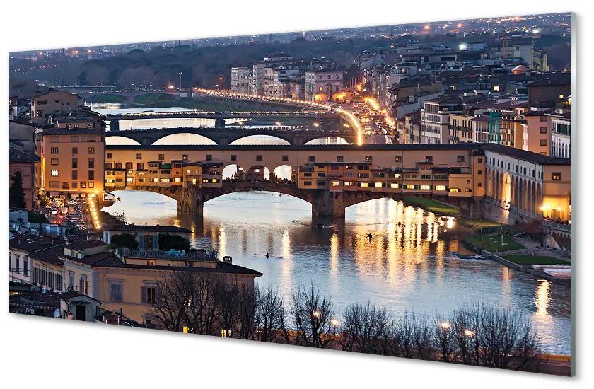 Nástenný panel  Italy Bridges noc rieka 140x70 cm