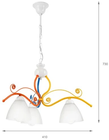 Luster na reťazi RETRO 3xE27/60W/230V biela/pestrofarebná