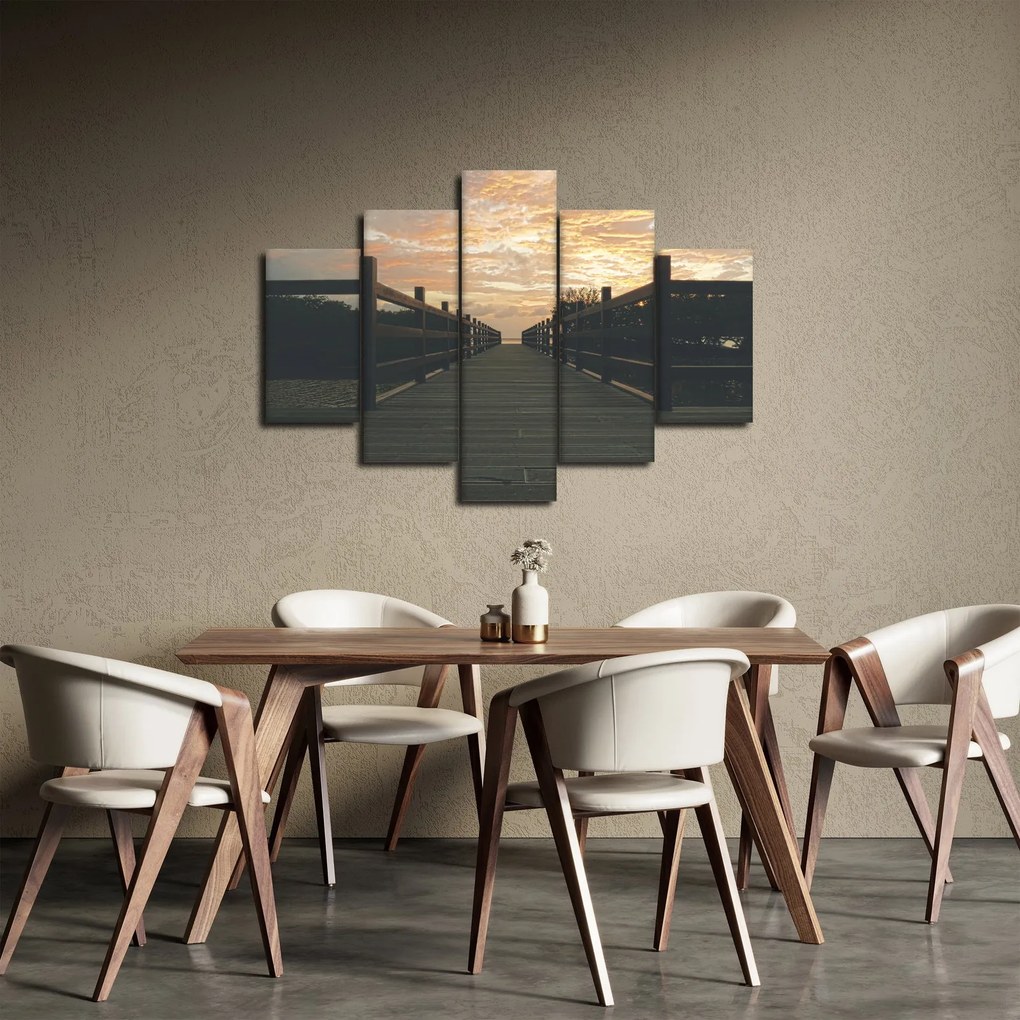 Obraz dreveného móla nad jazerom (150x105 cm)