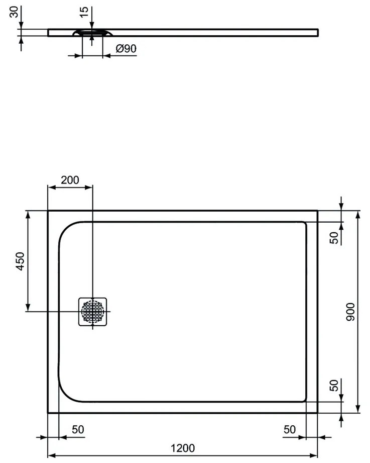 Ideal Standard Ultra Flat S - Sprchová vanička 1200x900 mm, biela K8230FR