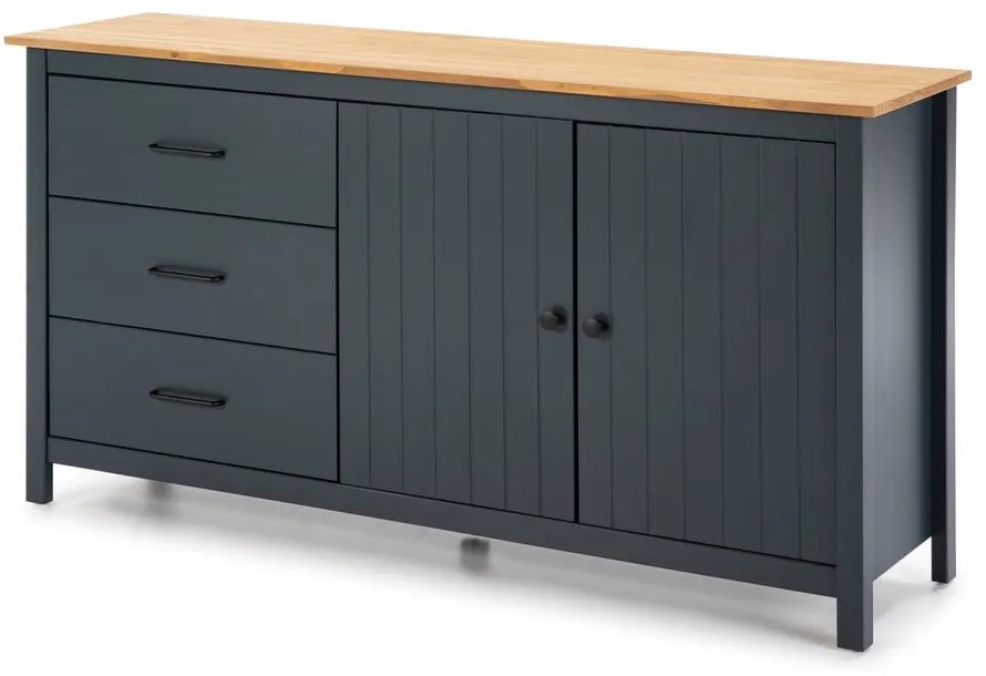 Tmavomodrá komoda z borovicového dreva 150x80 cm Miranda – Marckeric