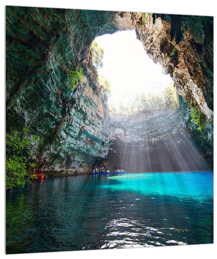 Obraz jaskyne s vodnou plochou (30x30 cm)